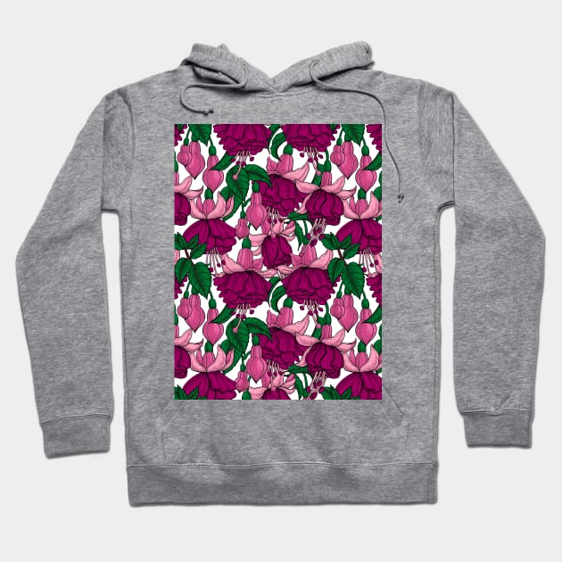 Fuchsia on white Hoodie by katerinamk